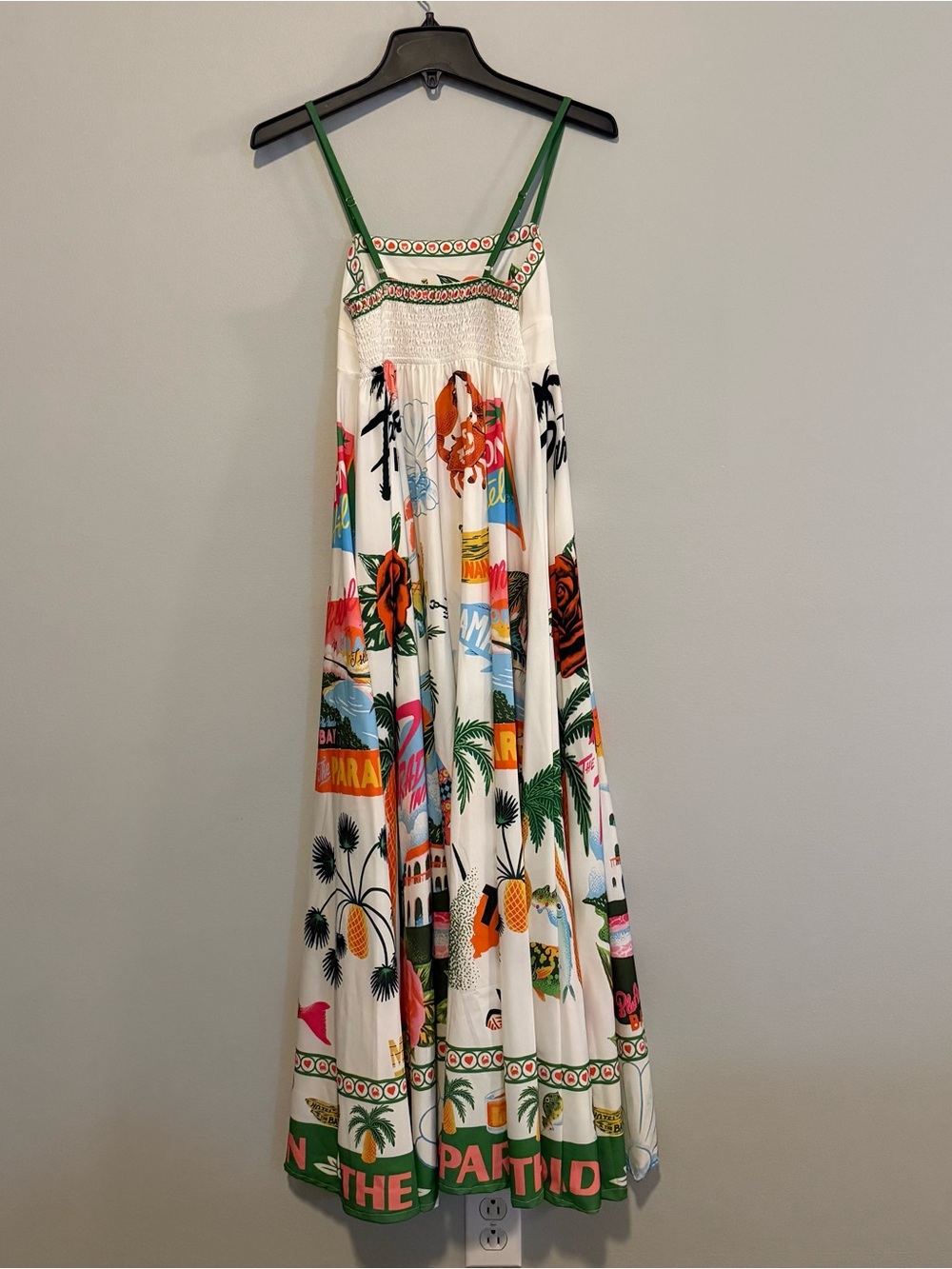 Alemais White Tropical Graphic Maxi Dress with Green Straps - Picture 2 of 5